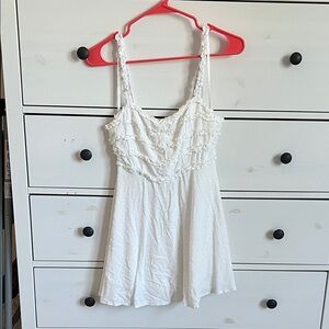 Selfie Leslie white linen mini dress
